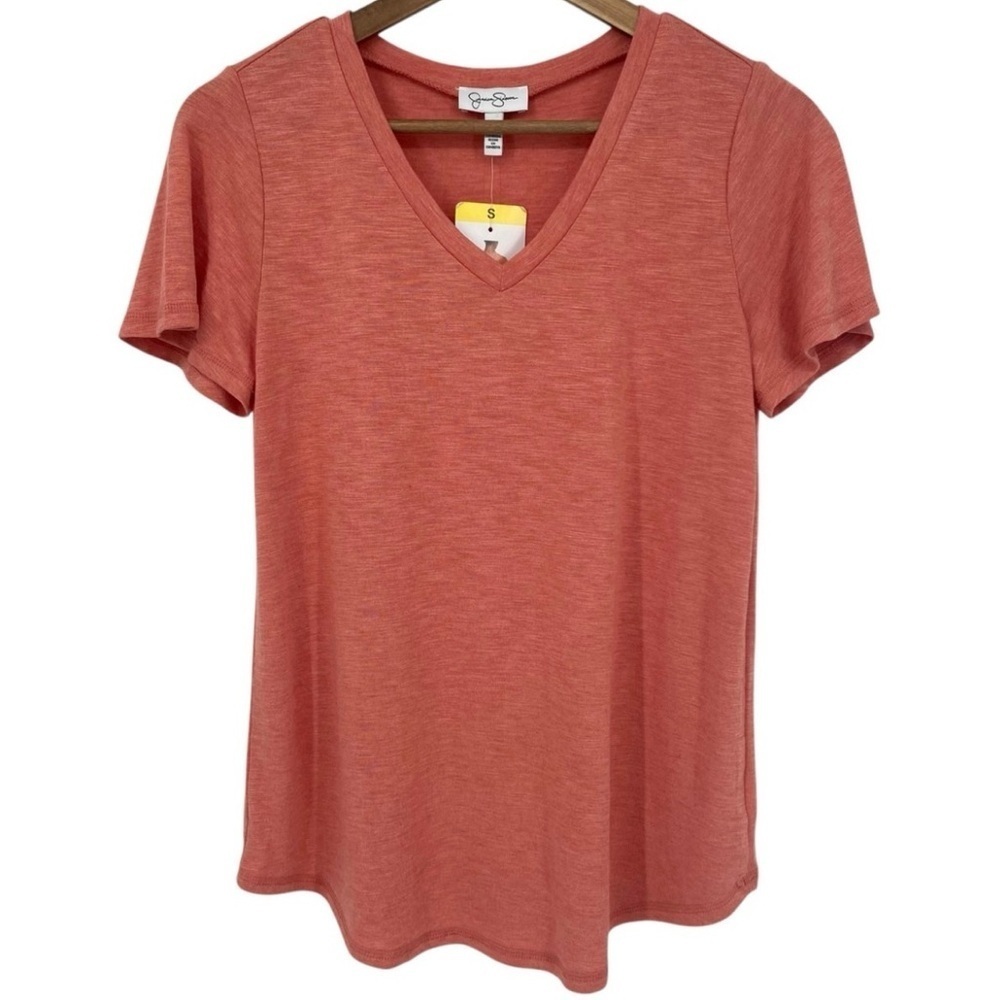 Jessica Simpson Red Fitted Short Sleeve Tee